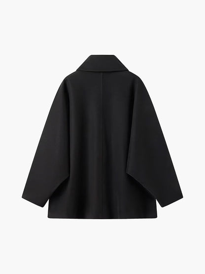 Damski płaszcz oversize z mieszanki wełny zapinany na guziki-Coats for women-Olave