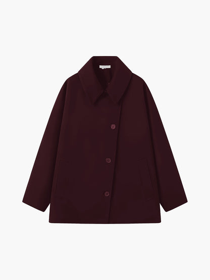 Damski płaszcz oversize z mieszanki wełny zapinany na guziki-Coats for women-Olave