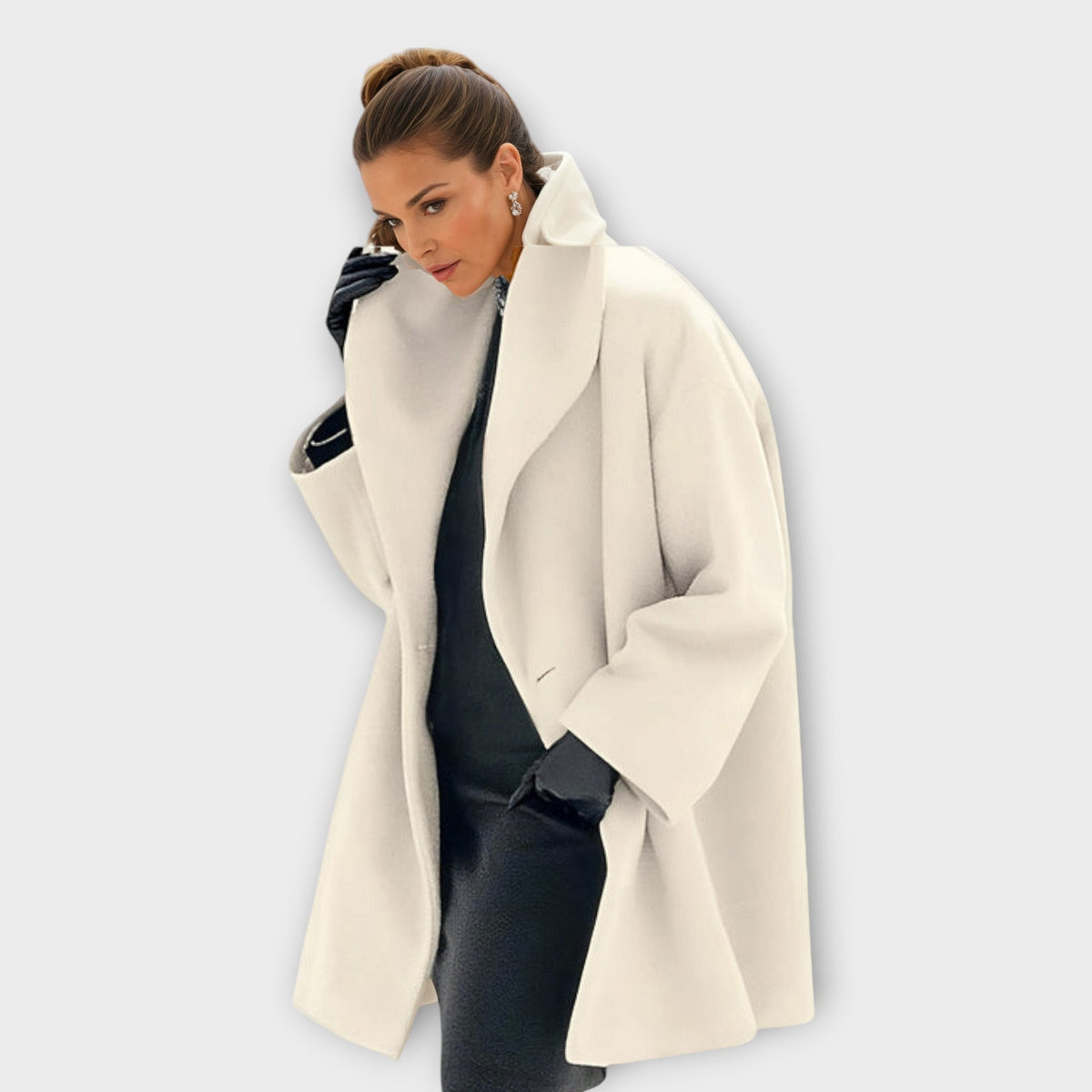 Damski płaszcz oversize z szerokimi klapami-Coats for women-Olave