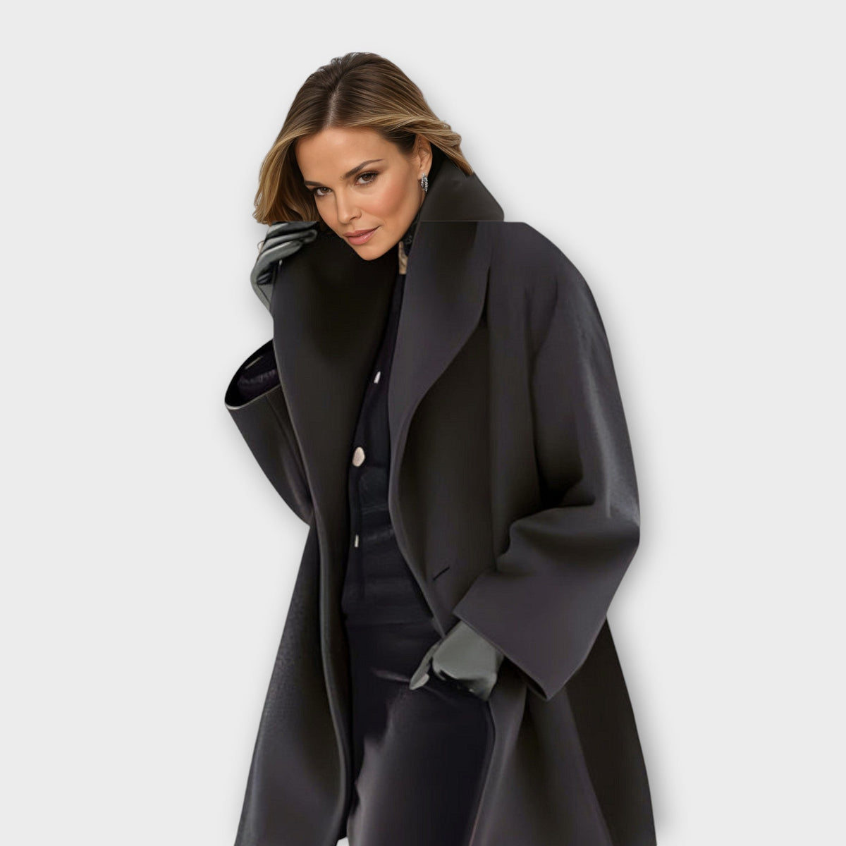 Damski płaszcz oversize z szerokimi klapami-Coats for women-Olave