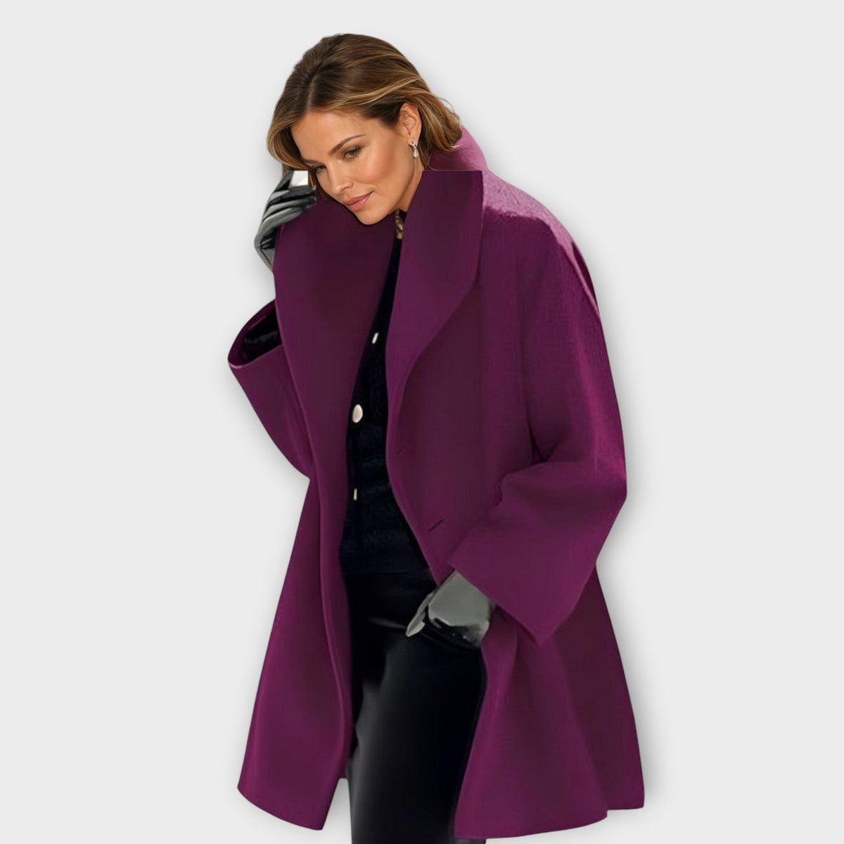 Damski płaszcz oversize z szerokimi klapami-Coats for women-Olave