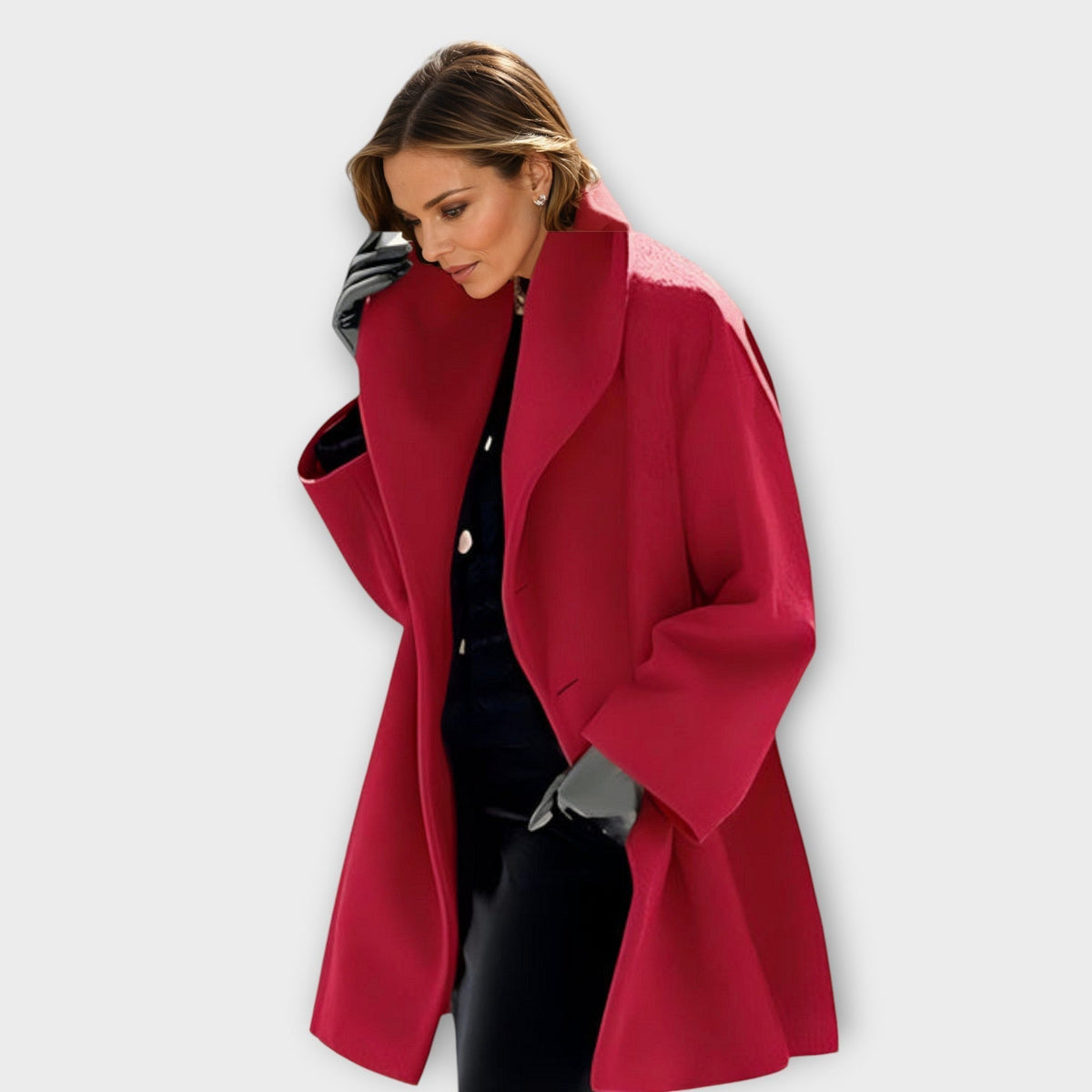 Damski płaszcz oversize z szerokimi klapami-Coats for women-Olave