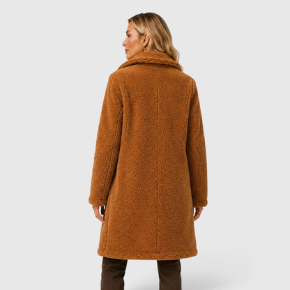 Damski płaszcz typu teddy zapinany na guziki-Coats for women-Olave