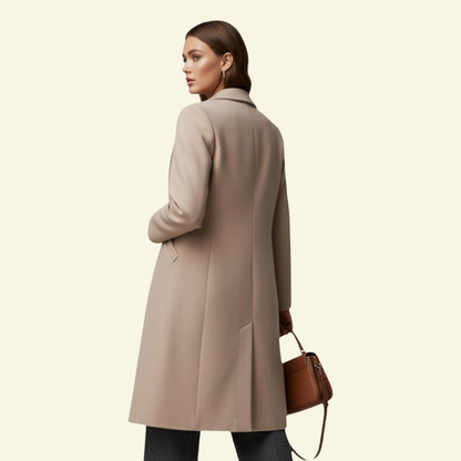 Damski płaszcz z kołnierzem z klapami i zapięciem na guziki-Coats Women-Olave