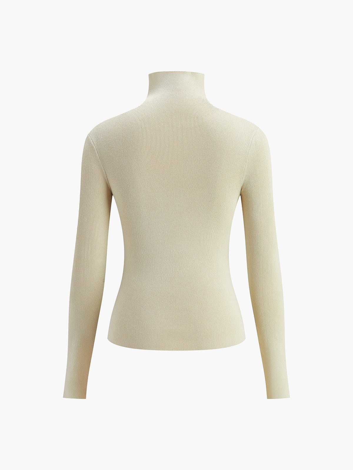 Damski prążkowany top z długim rękawem i półgolfem-sweater for woman-Olave