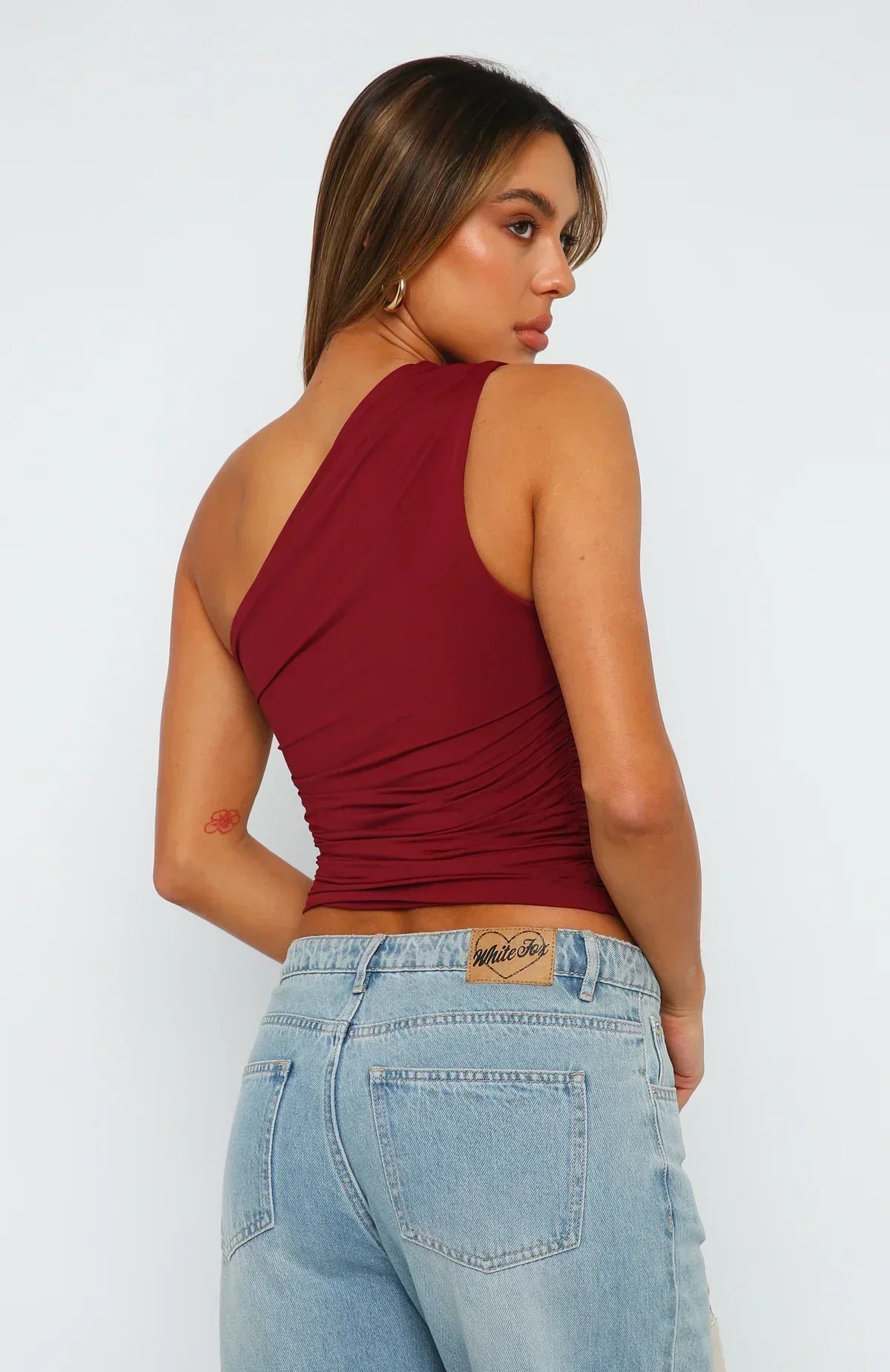 Damski top na jedno ramię z marszczeniami-Tops for women-Olave