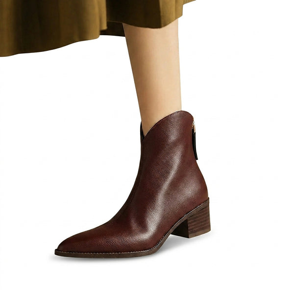 Damskie botki z noskiem w szpic i obcasem typu słupek-Footwear for women-Olave