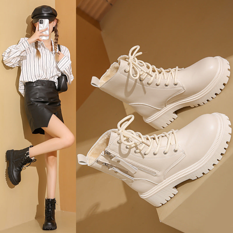 Damskie botki z podwójnym zamkiem błyskawicznym i traktorową podeszwą-Footwear for women-Olave