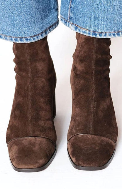 Damskie botki zamszowe na słupku-Footwear for women-Olave