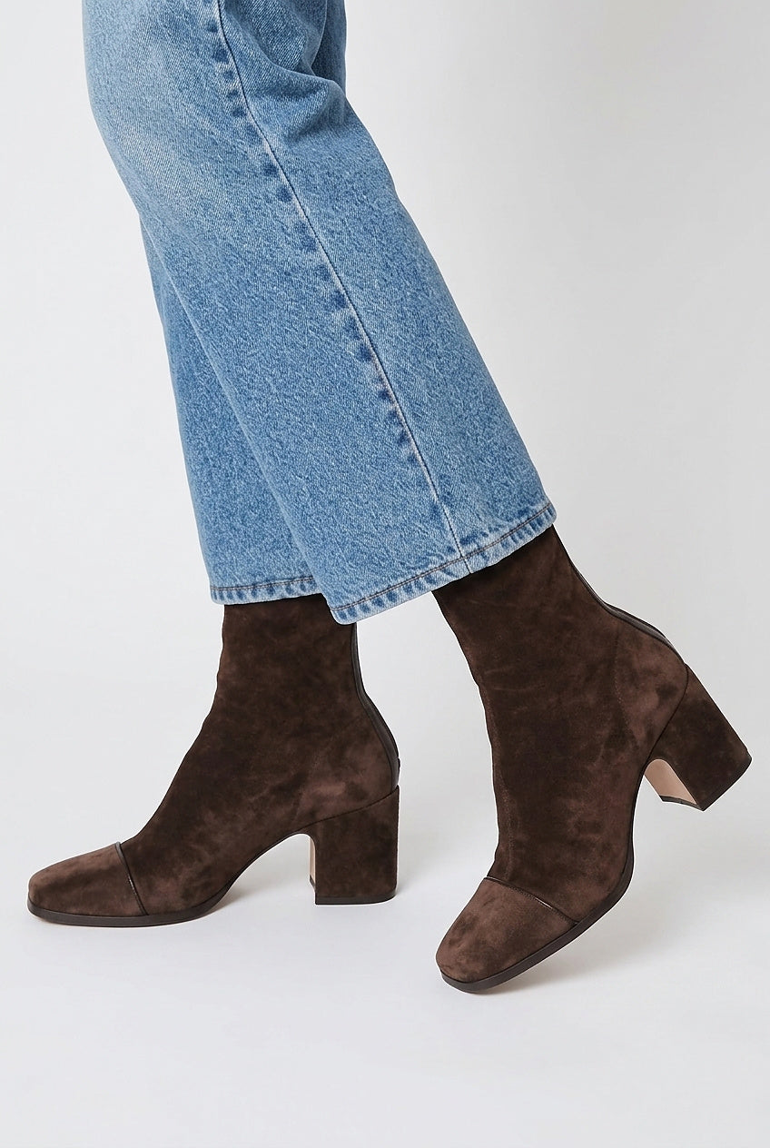 Damskie botki zamszowe na słupku-Footwear for women-Olave
