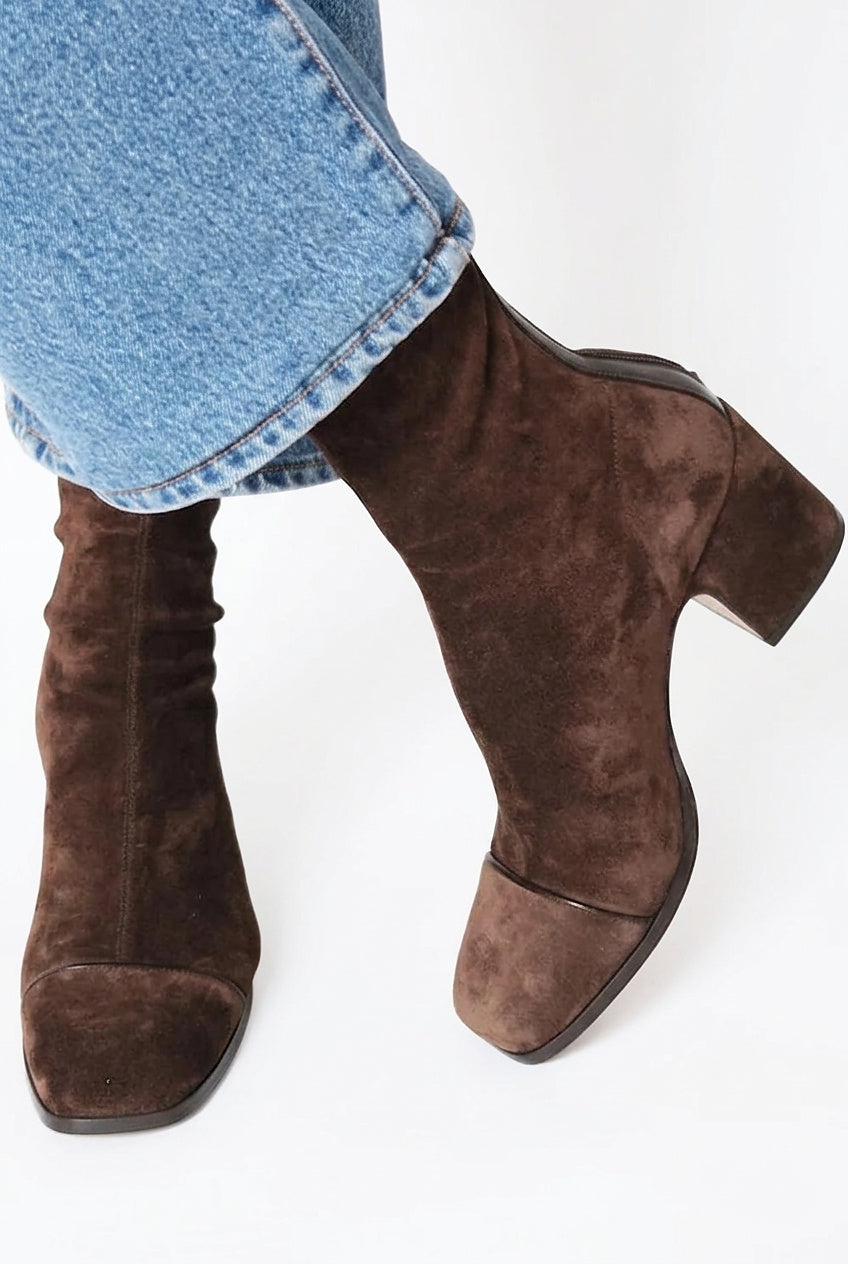 Damskie botki zamszowe na słupku-Footwear for women-Olave