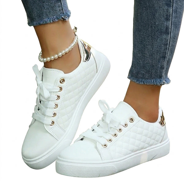 Damskie pikowane sneakersy przed kostkę-Footwear for women-Olave