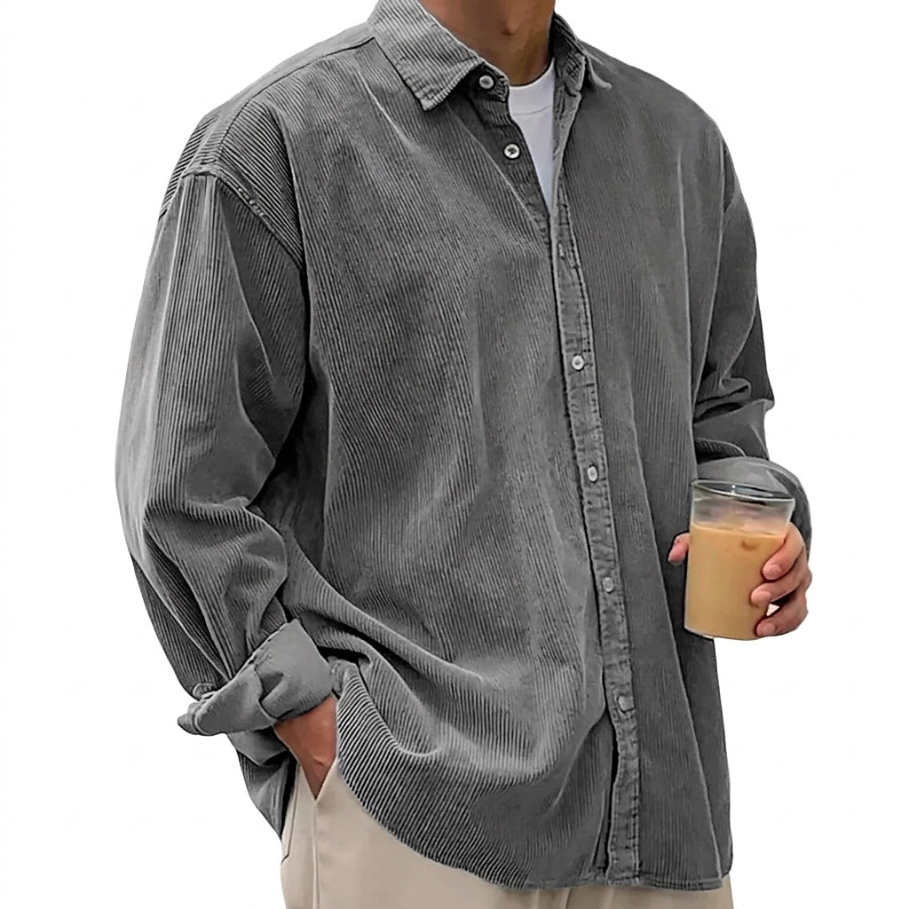 Męska koszula sztruksowa typu oversized-Shirts for men-Olave