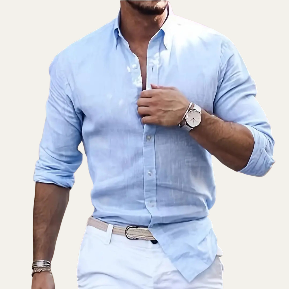 Męska koszula z długim rękawem-Shirts for men-Olave