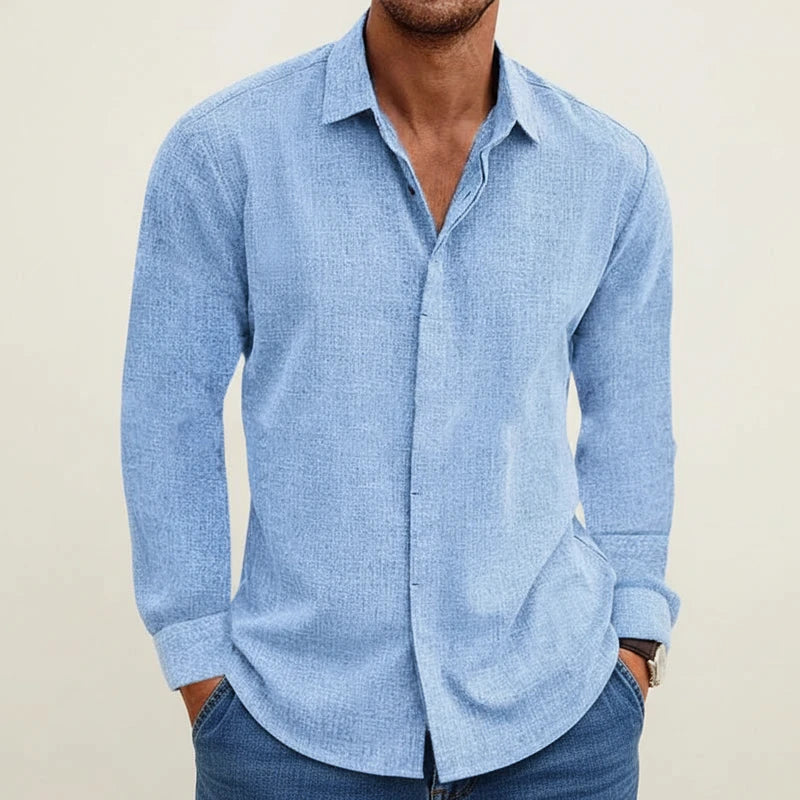 Męska koszula z długim rękawem o fakturze materiału-Shirts for men-Olave