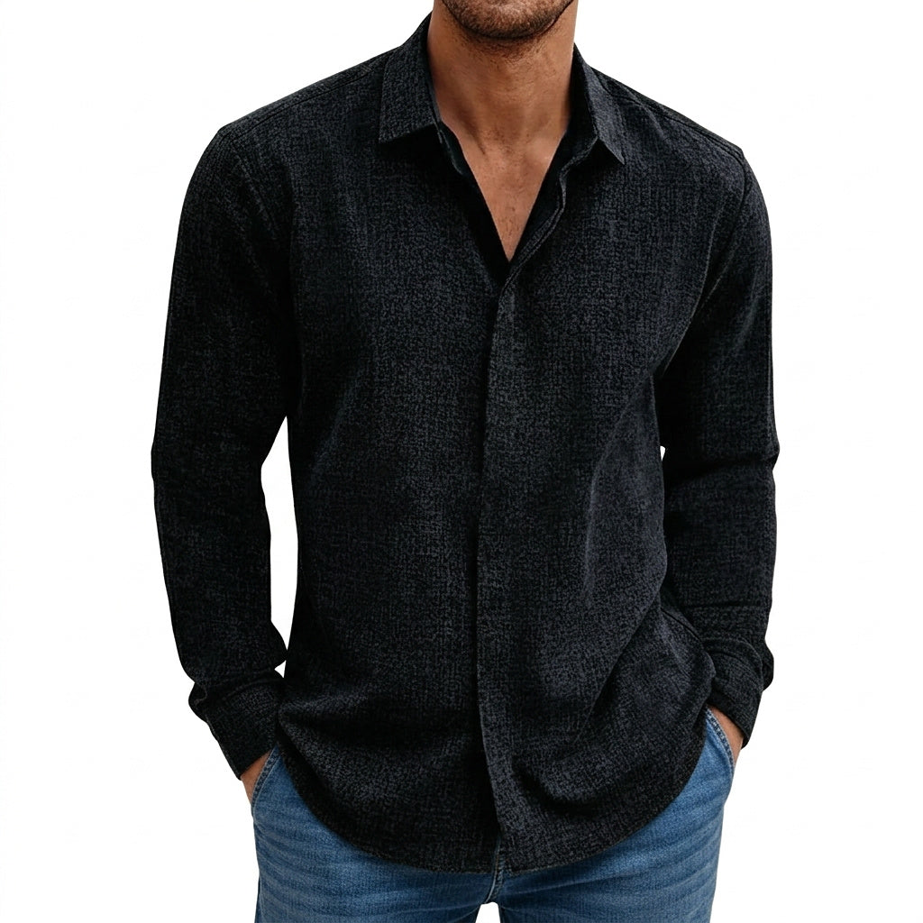 Męska koszula z długim rękawem o fakturze materiału-Shirts for men-Olave