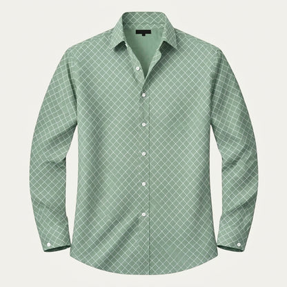 Męska koszula z długim rękawem w geometryczny wzór-Shirts for men-Olave