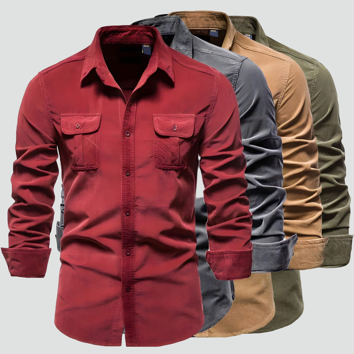 Męska koszula z długim rękawem w stylu utility-Shirts for men-Olave