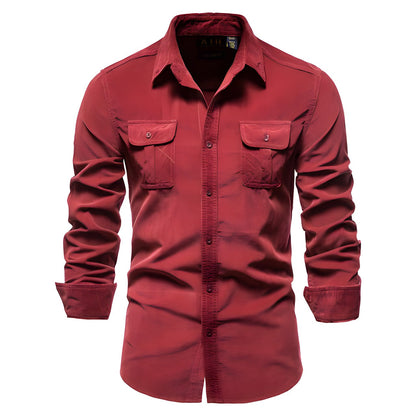 Męska koszula z długim rękawem w stylu utility-Shirts for men-Olave