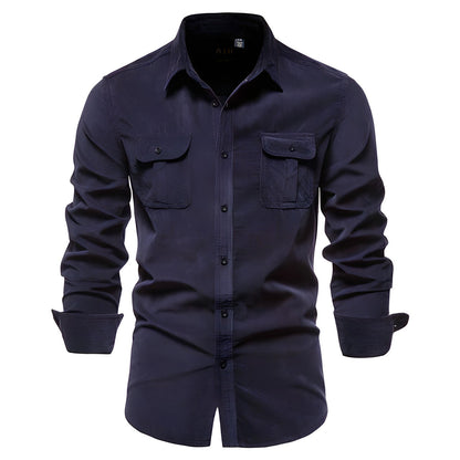 Męska koszula z długim rękawem w stylu utility-Shirts for men-Olave