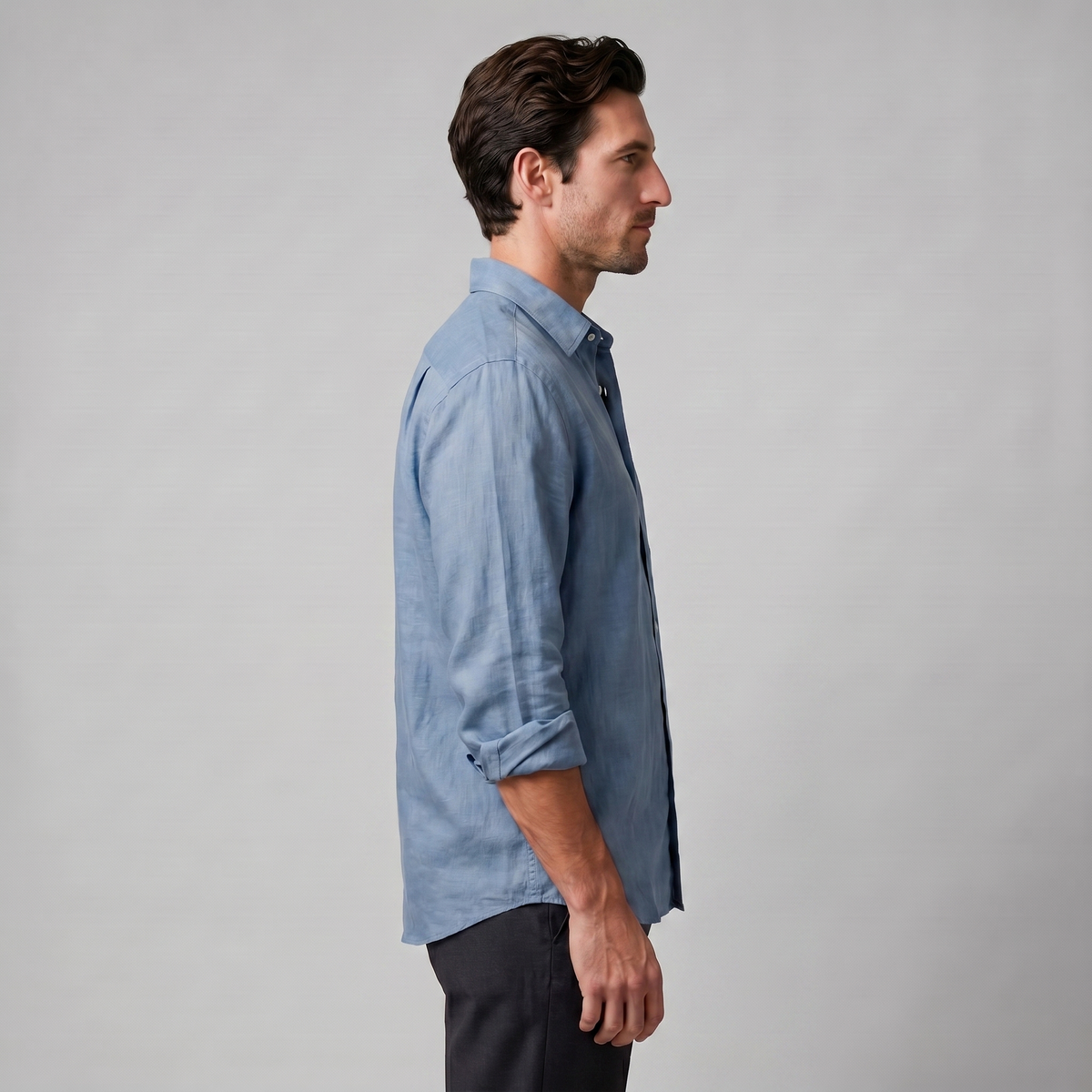 Męska koszula z długim rękawem zapinana na guziki-Shirts for men-Olave