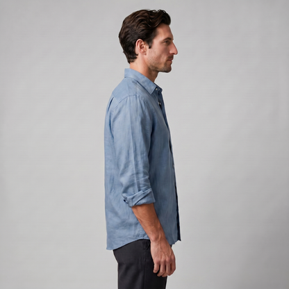 Męska koszula z długim rękawem zapinana na guziki-Shirts for men-Olave