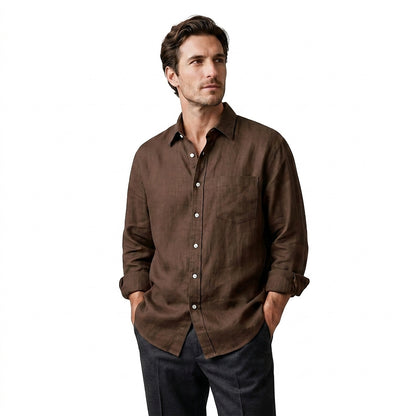 Męska koszula z długim rękawem zapinana na guziki-Shirts for men-Olave