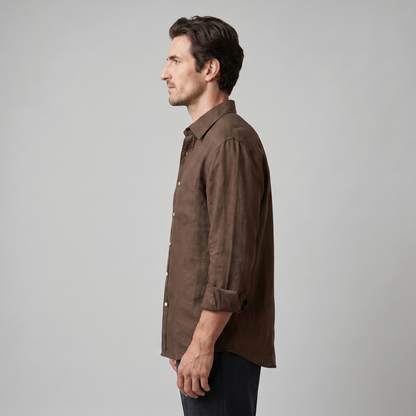 Męska koszula z długim rękawem zapinana na guziki-Shirts for men-Olave