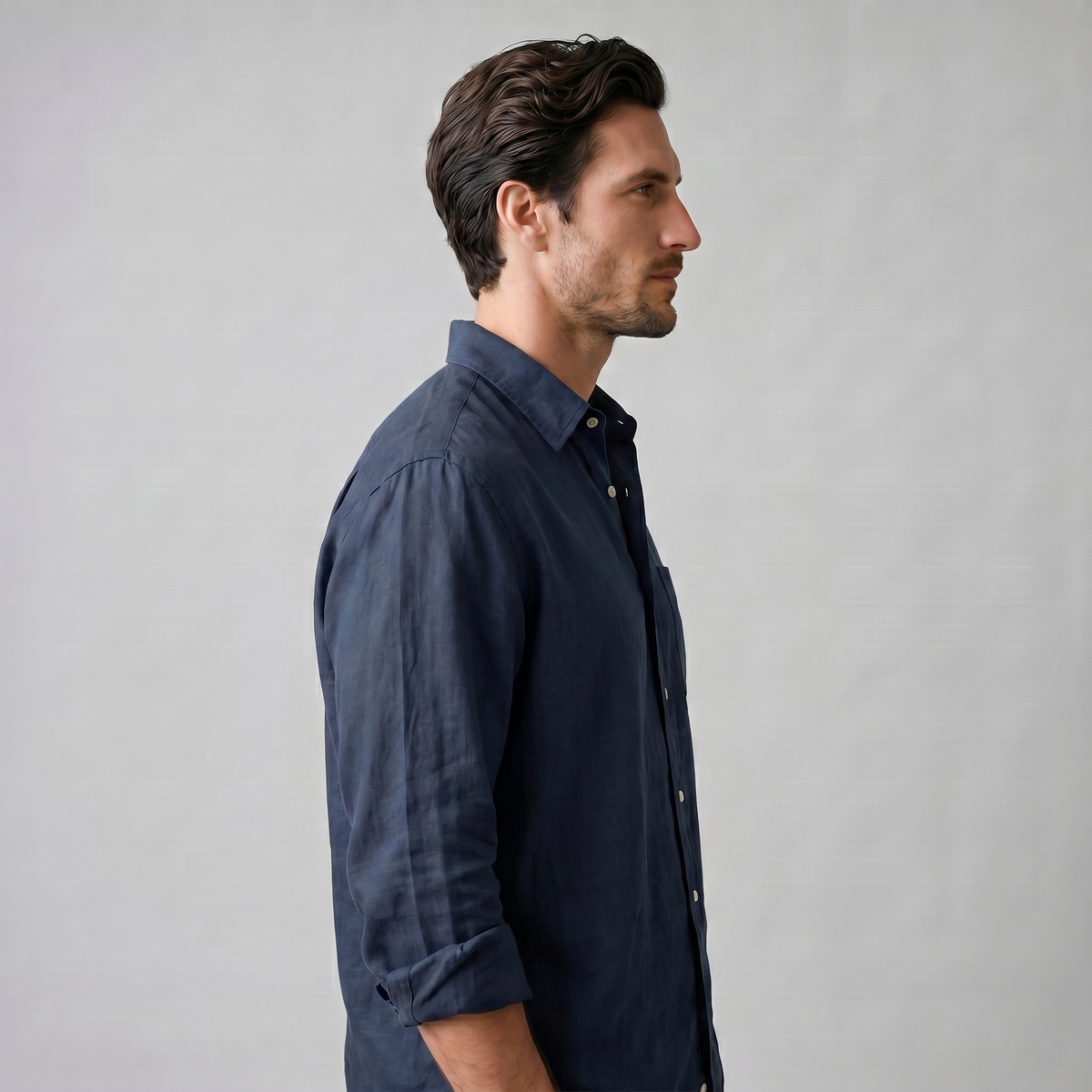 Męska koszula z długim rękawem zapinana na guziki-Shirts for men-Olave