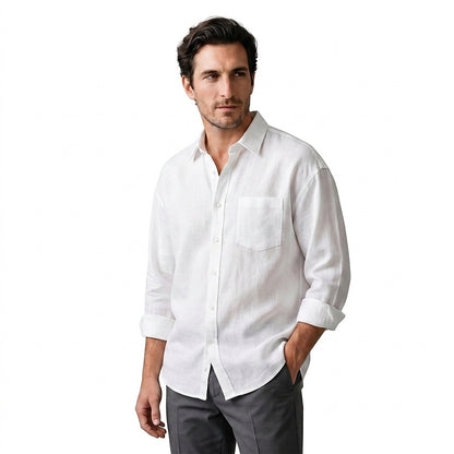 Męska koszula z długim rękawem zapinana na guziki-Shirts for men-Olave