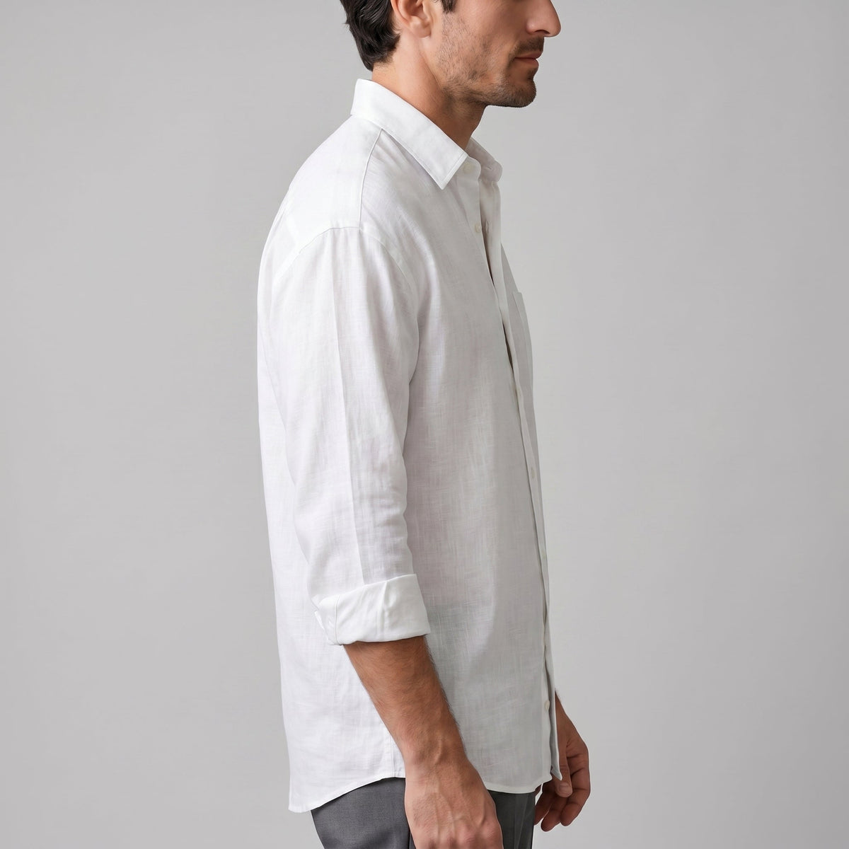 Męska koszula z długim rękawem zapinana na guziki-Shirts for men-Olave