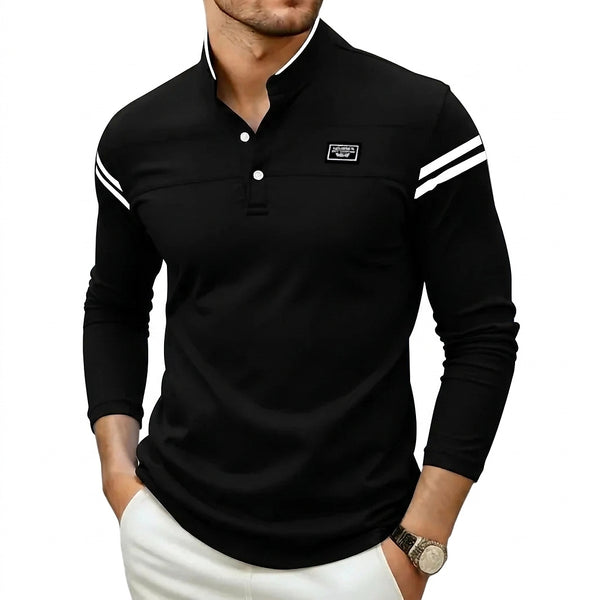 Męska koszulka polo z długim rękawem i stójką-T-Shirts & Polos for men-Olave
