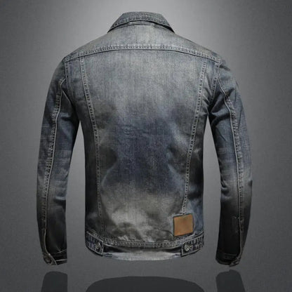 Męska kurtka jeansowa z zamkiem błyskawicznym i kieszeniami na piersi-Jackets for men-Olave