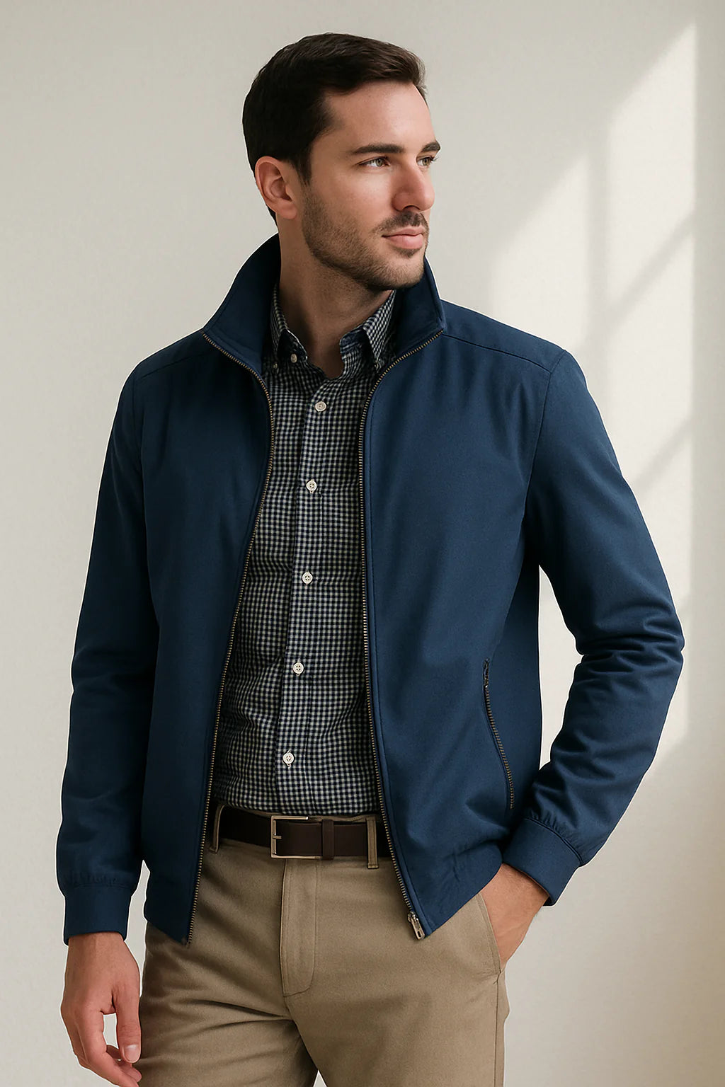 Męska kurtka przejściowa ze stójką i zamkiem błyskawicznym-Jackets for men-Olave