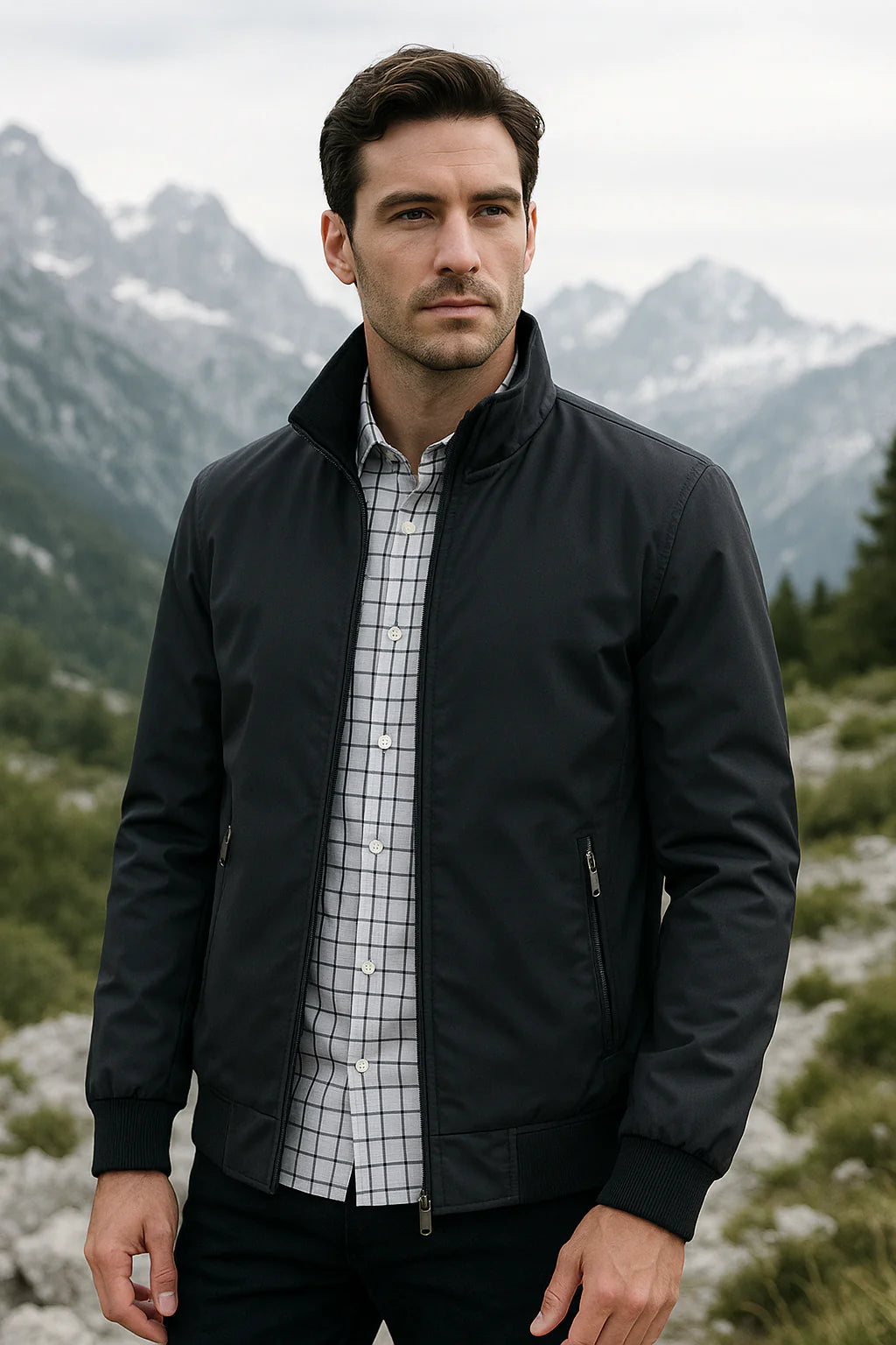Męska kurtka przejściowa ze stójką i zamkiem błyskawicznym-Jackets for men-Olave