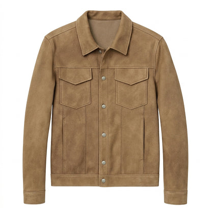 Męska kurtka typu trucker z zamszu z zapięciem na zatrzaski-Jackets for men-Olave