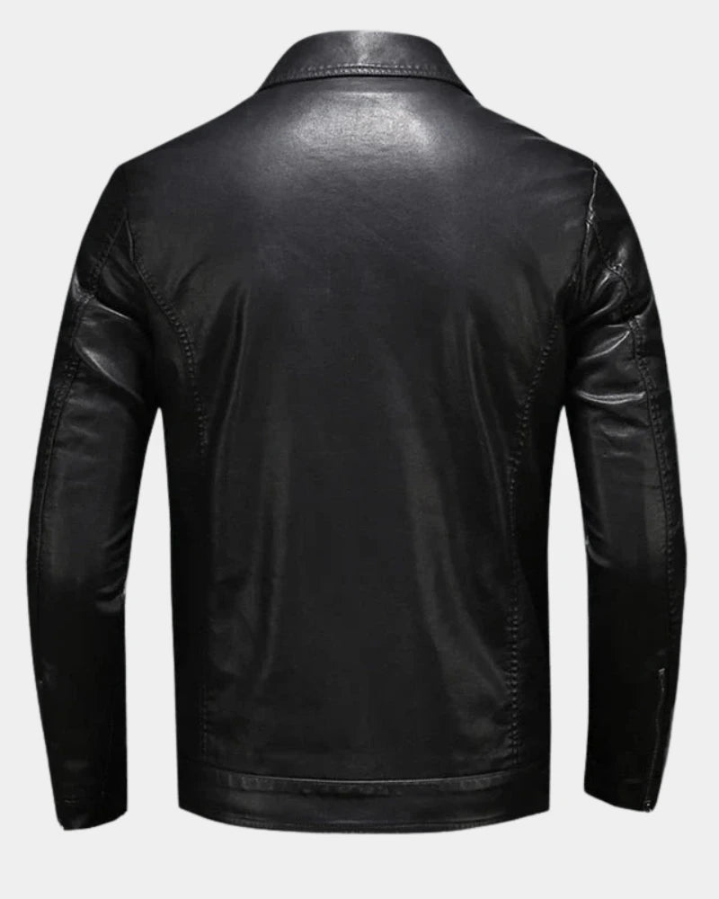 Męska kurtka z imitacji materiału z kieszeniami z klapkami-Jackets for men-Olave