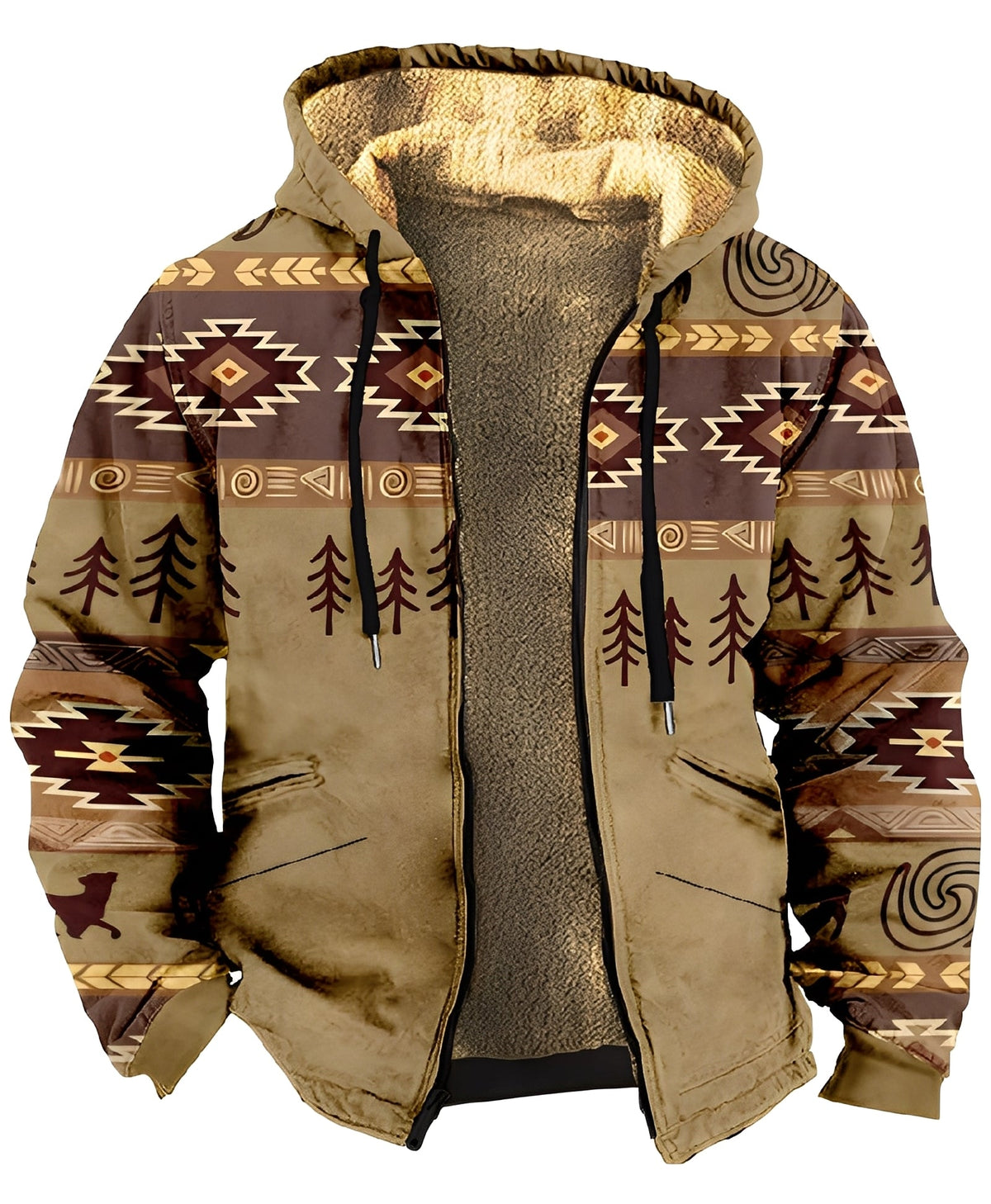 Męska kurtka z kapturem w geometryczny wzór-Jackets for men-Olave
