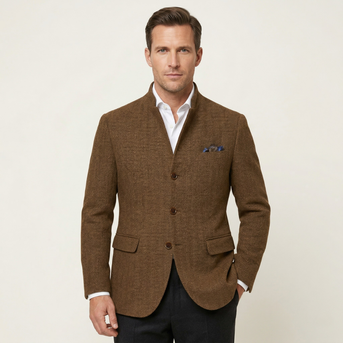 Męska marynarka z tweedu w jodełkę-Jackets for men-Olave