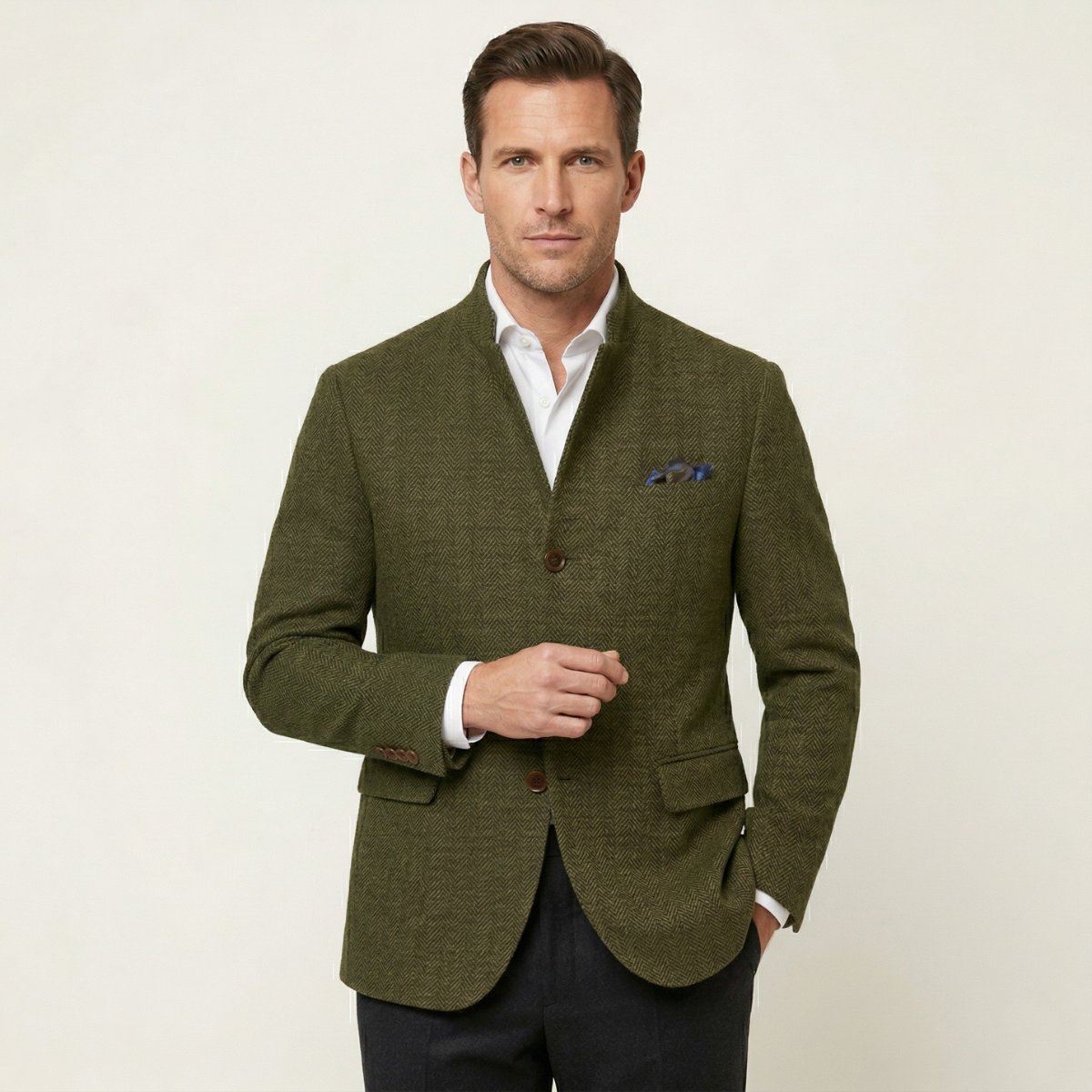 Męska marynarka z tweedu w jodełkę-Jackets for men-Olave