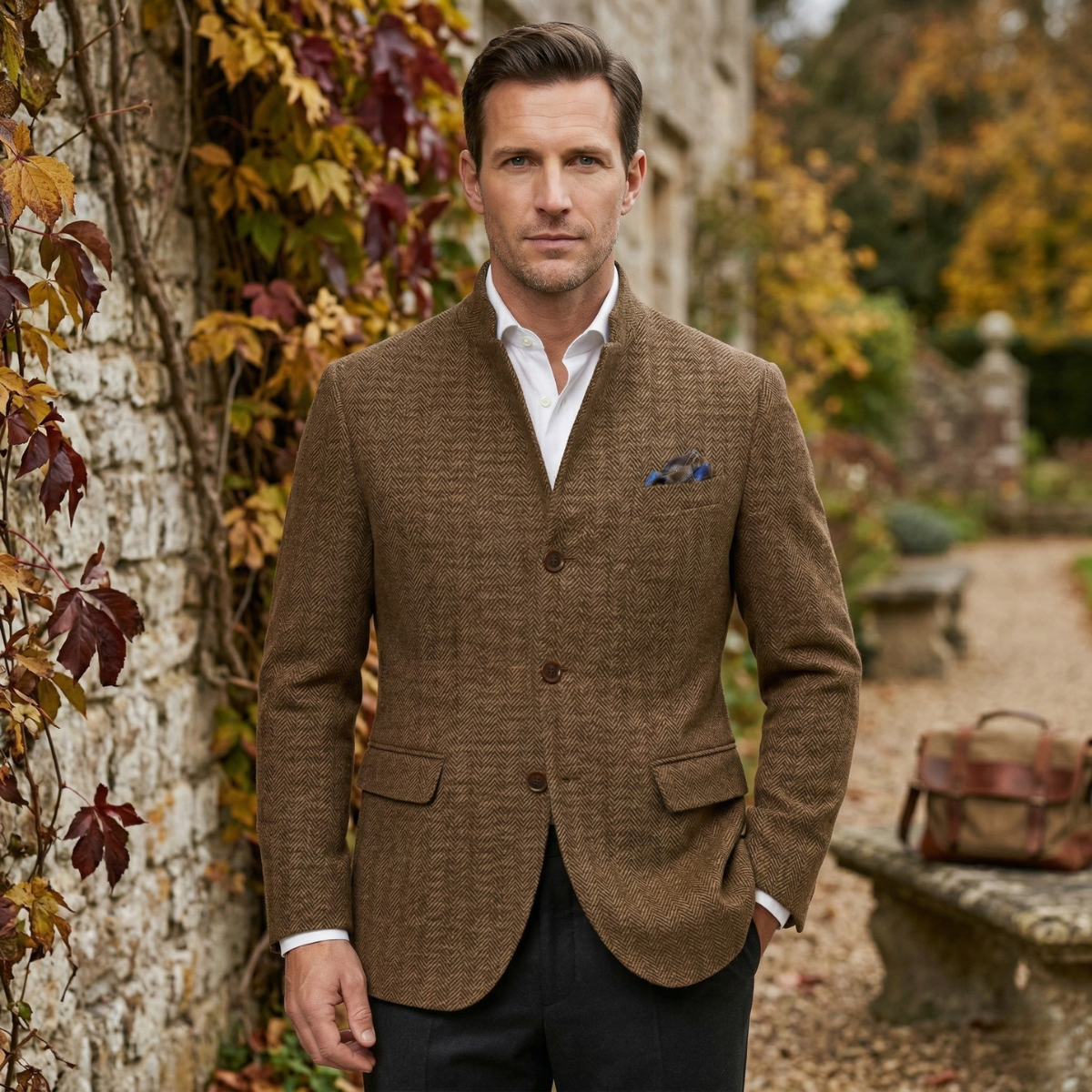 Męska marynarka z tweedu w jodełkę-Jackets for men-Olave