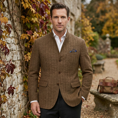 Męska marynarka z tweedu w jodełkę-Jackets for men-Olave