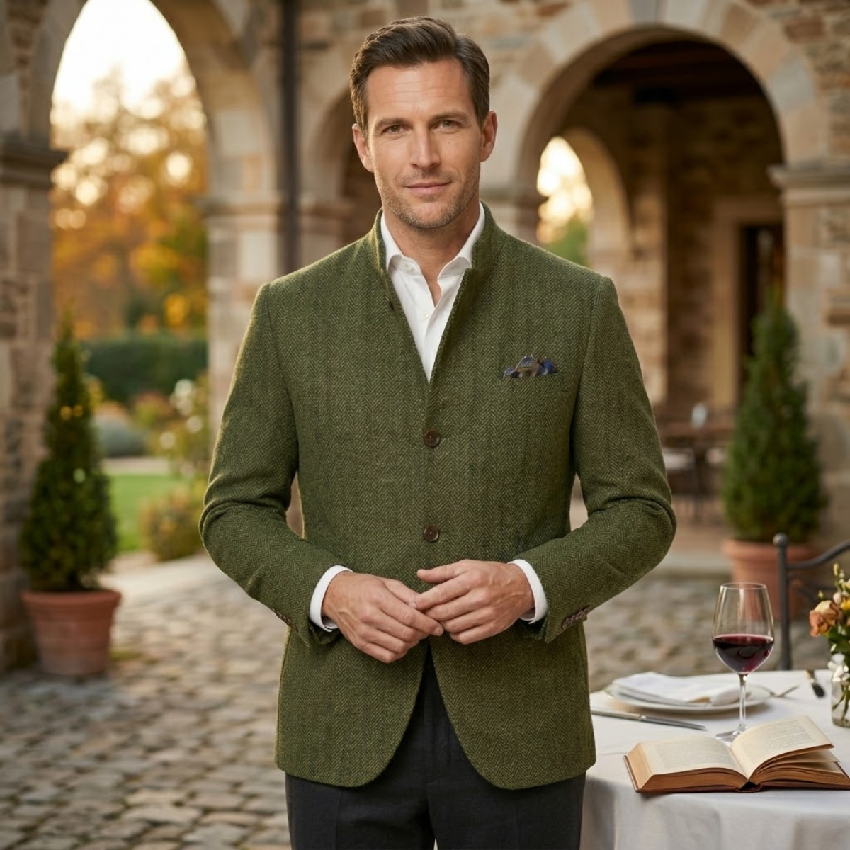 Męska marynarka z tweedu w jodełkę-Jackets for men-Olave