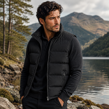 Męska pikowana kamizelka z kołnierzem typu stójka-Vests for men-Olave