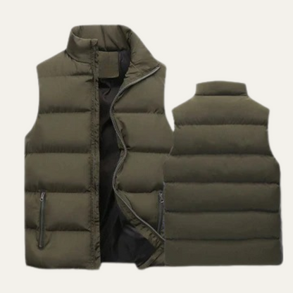 Męska pikowana kamizelka z kołnierzem typu stójka-Vests for men-Olave