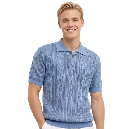 Męski Dzianinowy Polo z Listwą na Guziki-Shirts for men-Olave