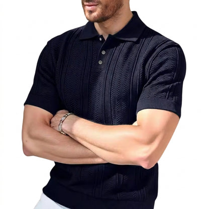 Męski Dzianinowy Polo z Listwą na Guziki-Shirts for men-Olave