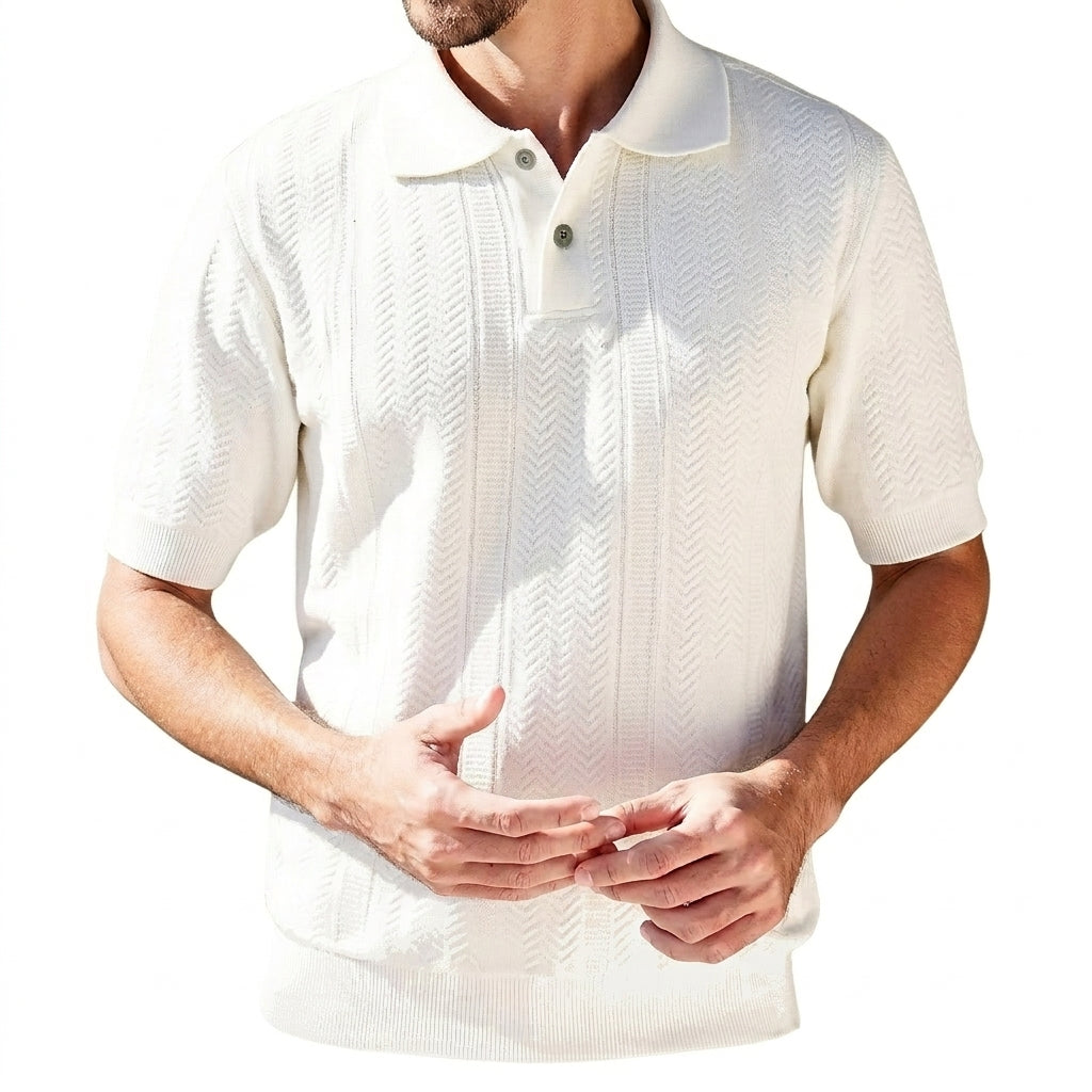 Męski Dzianinowy Polo z Listwą na Guziki-Shirts for men-Olave