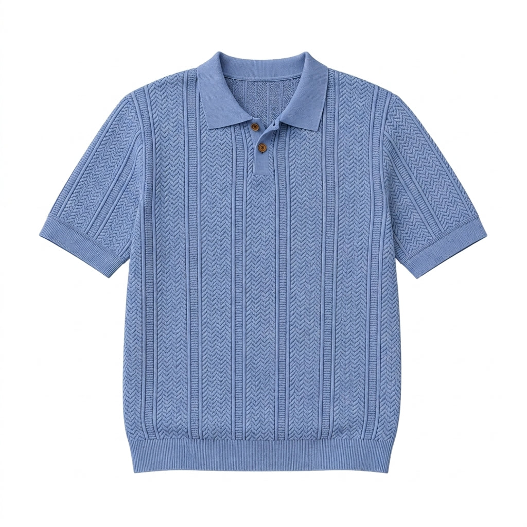 Męski Dzianinowy Polo z Listwą na Guziki-Shirts for men-Olave