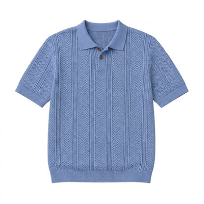 Męski Dzianinowy Polo z Listwą na Guziki-Shirts for men-Olave